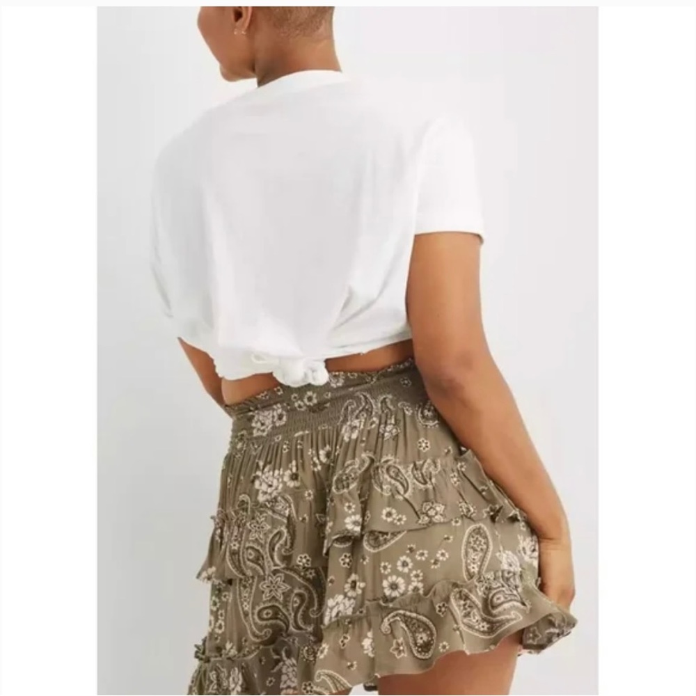 NWT Aerie Floral & Paisley Ruffle Mini Skirt